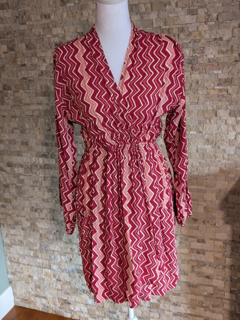 Natalie Martin Nico Wrap Mini Dress XS Magenta Pink Geometric Ikat Resort Luxury